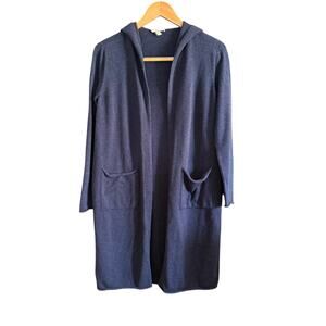 EILEEN FISHER | Navy Blue Peruvian Organic Cotton Open Cardigan Blue Women's XXS